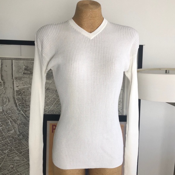 Dolce & GabbanaV-neck ribbed jumper White Size L